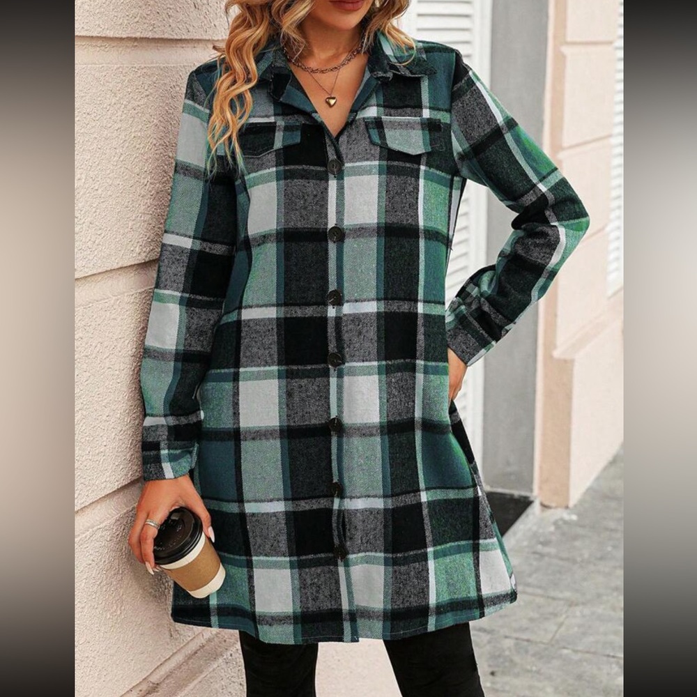 Boho plaid button down jacket - Picture 3 of 5